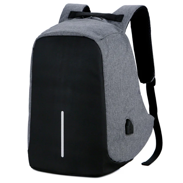 Anti-theft Backpack Bag 15.6 Inch Laptop Men Backpack Waterproof Business USB Charger Rucksack Travel Backbag School Backpack Gray