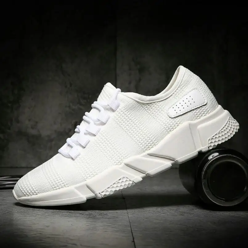 

New men's shoes shock absorption breathable comfortable leisure shoes pure color mesh fly woven breathable mesh shoes men