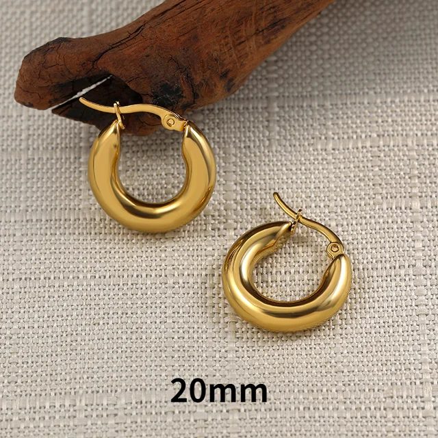 Gold Silver Color Stainless Steel Hoop Earrings for Women Small Simple Round Circle Huggies Ear Rings Steampunk Accessories 21752-2