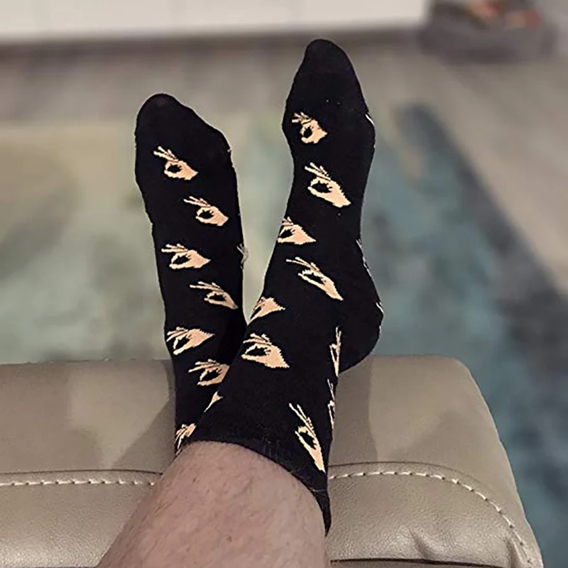 Носки Для женщин Для мужчин и рисунком жеста OK Печатных Колготки чулочно-носочные изделия; тренажерный зал Фитнес на открытом воздухе езда на велосипеде Бег туристический велосипед аксессуары для спортивной одежды