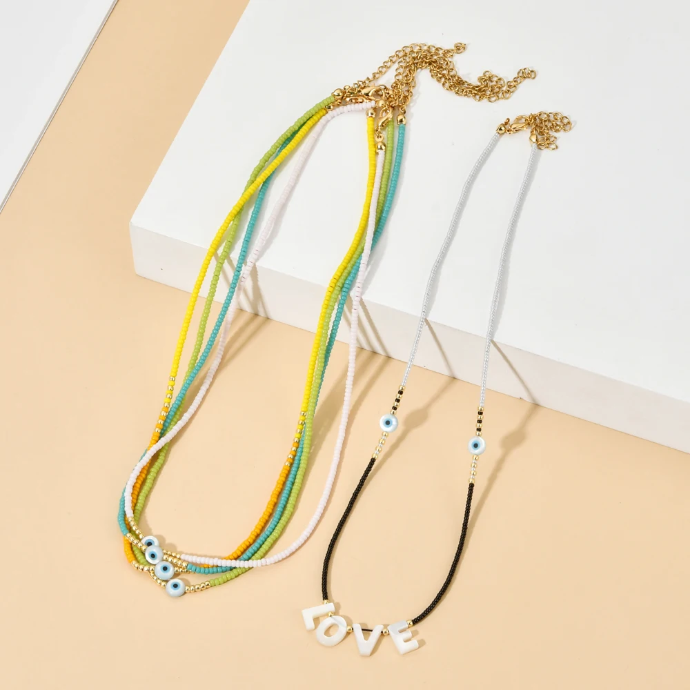 ZMZY Boho Thin Fashion Necklace Colorful Miyuki Beads Necklace Cute Evil Eye Charm Necklaces For Women Jewelery Collier - Image 4