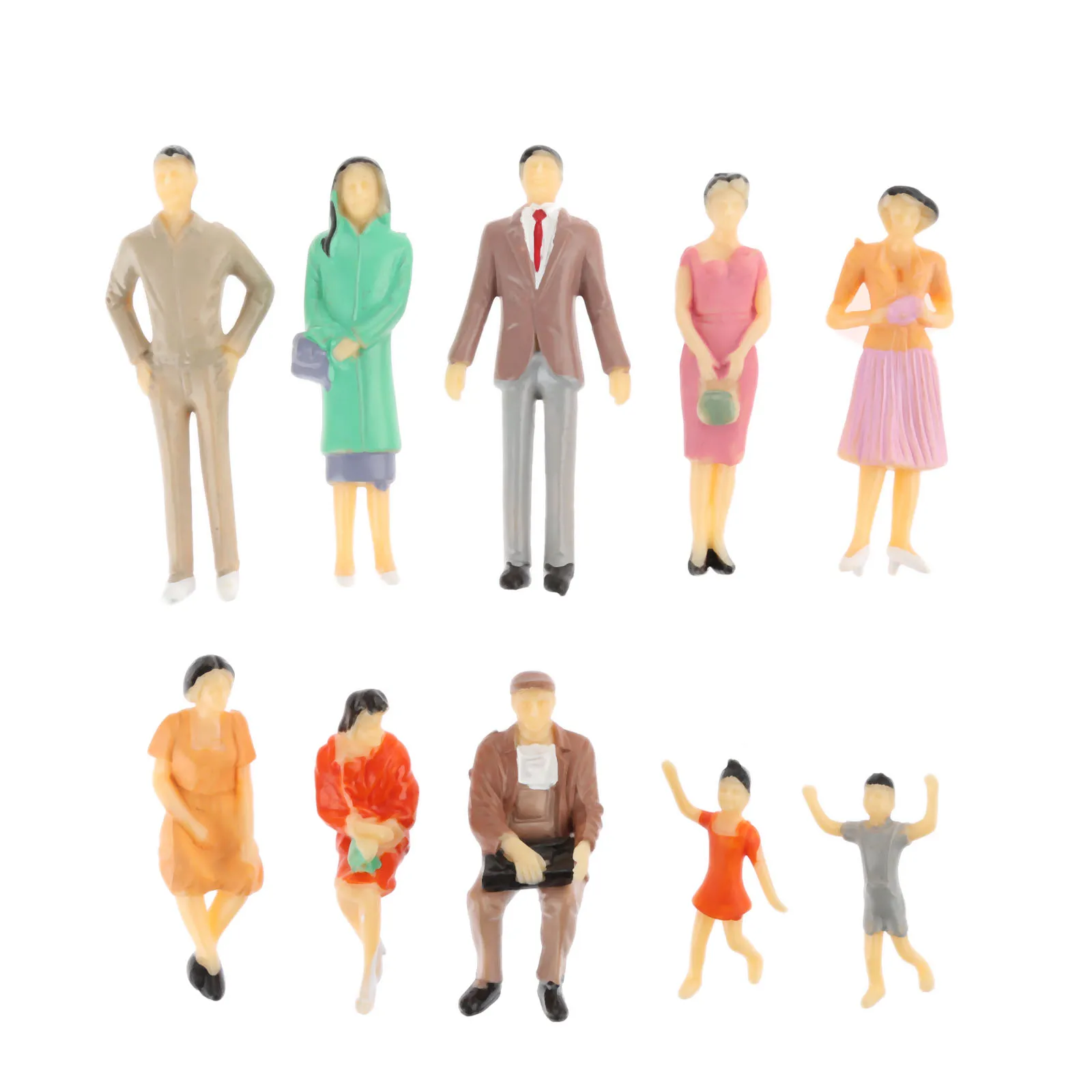 10pcs/lot 1:30 Multicolor Model People Miniature Figures Architectural Models Human Scale Model 65MM Plastic Peoples For Layout miniature figurines miniature ornament
