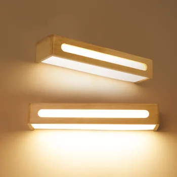 

Solid wood bathroom wall lamp mirror light simple bathroom dresser lamp rectangular wall lamp bedside wall light wl4201422