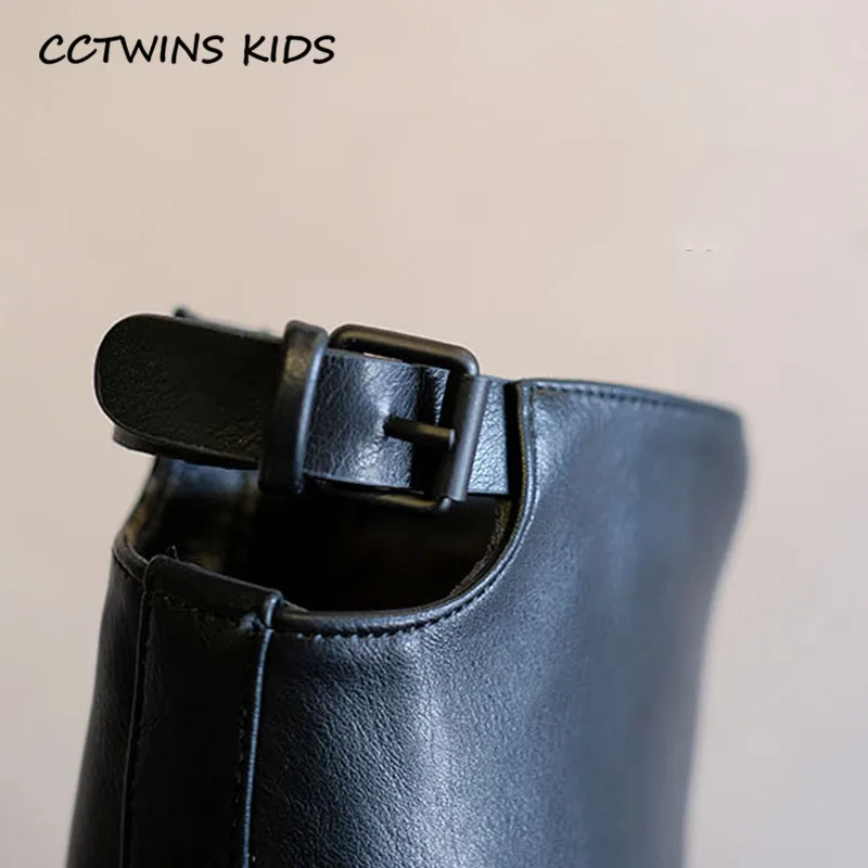 CCTWINS/детская обувь; коллекция года; зимняя детская обувь из искусственной кожи; модные детские сапоги до колена; брендовые черные теплые сапоги для девочек; HB057