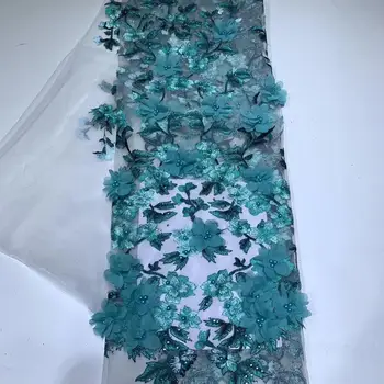 

new African Lace Fabric 3D Applique French Tulle Lace Fabric High Quality Nigerian Laces Fabrics With Beads For Wedding