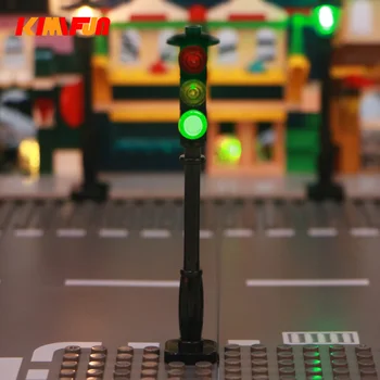 Building Blocks RGB LED Street Traffic Signal Light For Block City Series Bricks Block Set Model Educational Kids Gifts For lego xingbao 01202 1500pcs the new romantic heart set with light usb building block bricks educational toy valentine s day legoingys