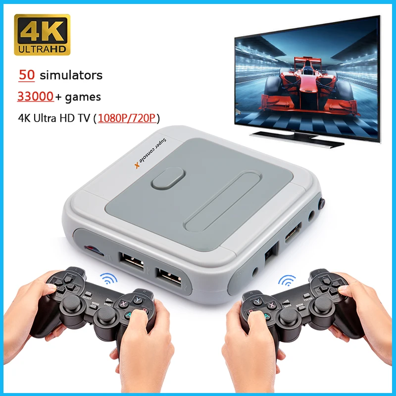 

Retro Super Console X Mini TV Video Game Console For PSP/PS1/MD/N64 WiFi Support HDMI Out Built-in 50 Emulators with 33300+Games