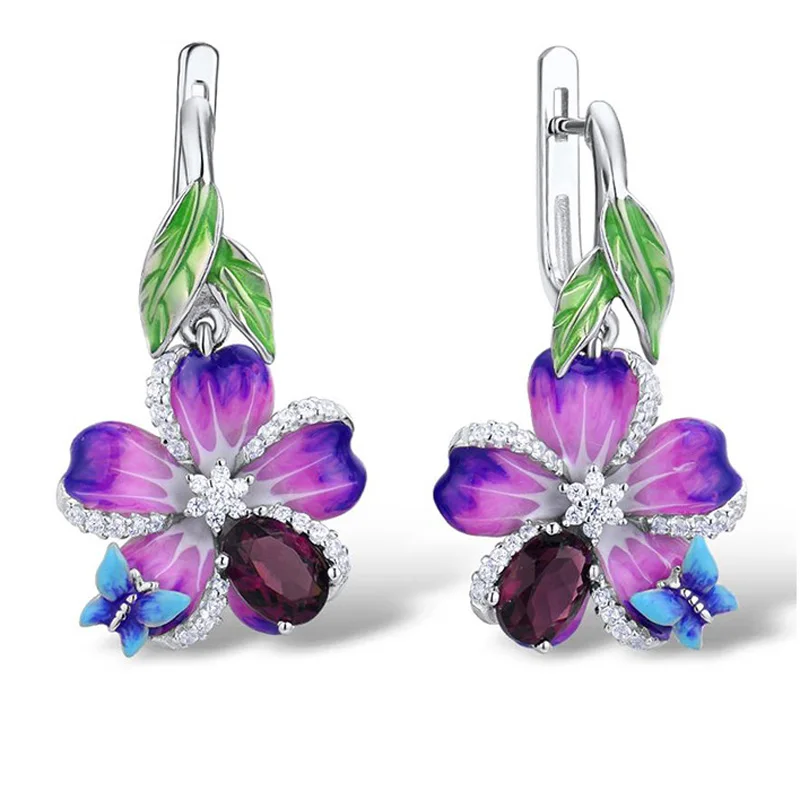 

MOONROCY CZ Earrings Dangle Long Multicolor Bohemia Crystal Silver Color for Women Dropshipping Party Jewelry Wholesale Gift