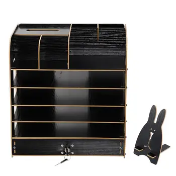 

1pc Desktop Storage Box File Storage Shelf Multi-Layer Finishing Wooden Great File Rack Storage Box for Office Home