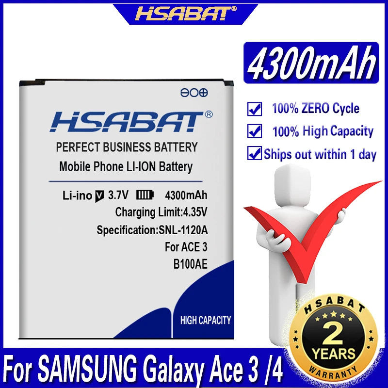 Аккумулятор HSABAT B100AE 4300 мАч для SAMSUNG Galaxy Ace 3 4 S7898 S7278 S7272 S7568i i679 S7270 S7262 i699i G313H G318h|s7262