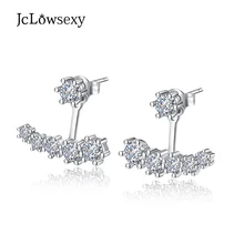 Jclowsex Роскошные серьги из стерлингового серебра 925 шесть крапанов циркония спереди сзади двухсторонние листья серьги гвоздики для женщин
