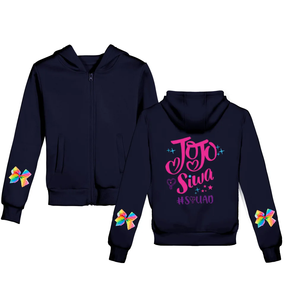 C JoJo Siwa/весенне-осенняя Толстовка для девочек с длинными рукавами и принтом; Верхняя одежда с капюшоном на молнии; детские длинные хлопковые повседневные толстовки с капюшоном; пальто; Прямая поставка - Цвет: C