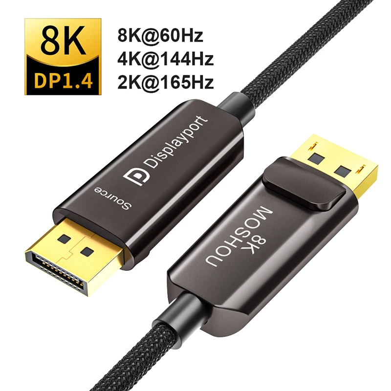 

Moshou DP 1.4 Optical Fiber Cable Displayport 1.4 8K@60Hz 4K 144Hz 32.4Gbps for HDTV Projector