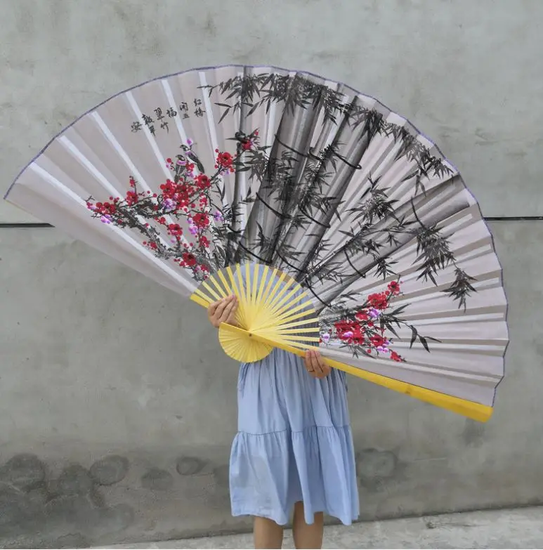 90x170CM Ручной работы подвесной вентилятор декоративный вентилятор китайский стиль ремесло шелковая ткань вентилятор большой складной вентилятор гостиная 3 - Цвет: 90x170CM
