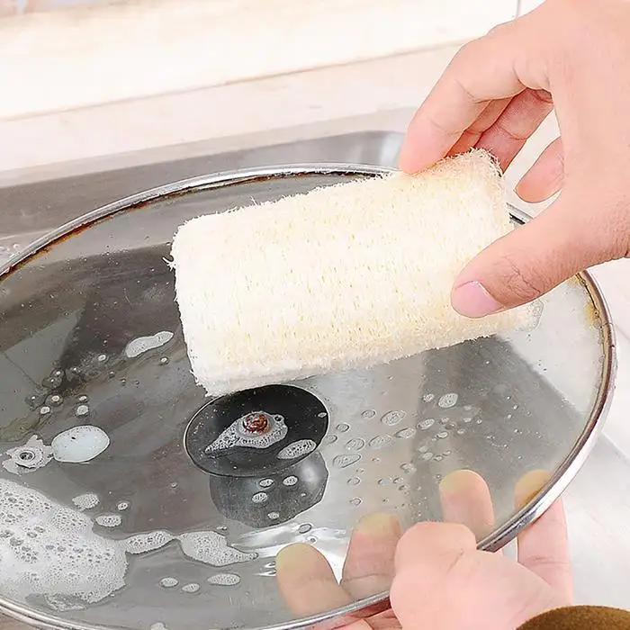 Натуральная люфа антипригарная домашняя кухонная водопоглощающая квадратная форма, цилиндрическая форма, овальная форма для посуды