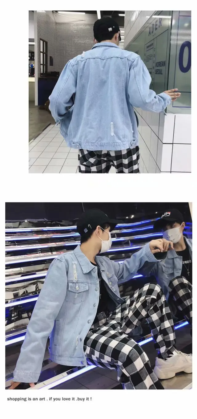 Джинсовое пальто для мужчин, корейский стиль, тренд, приталенный, красивый, для подростков, студентов, весна и осень, стиль, популярный бренд, куртка