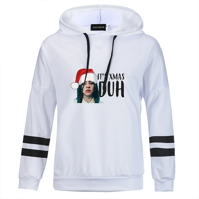 W36630WT Billie Eilish осенне-зимние женские толстовки с капюшоном, Женский пуловер с буквенным принтом, повседневное пальто - Цвет: W36630WT