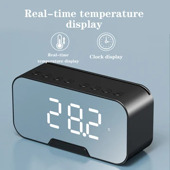 

Mirror LED Alarm Clock Digital Snooze Table Clock Wake Up Light Electronic Large Time Temperature Display Home Decoration Clock