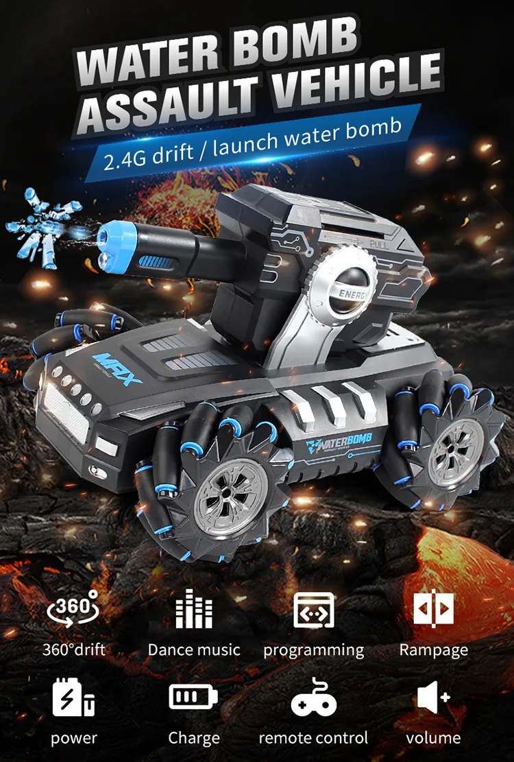 Popular remote control tank can launch water bomb armored car children's toy SUV watch sensor remote control vehicle