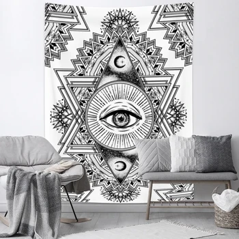 

Moon Star Eye Tapestry Black Mandala Printed Tapestry Wall Hanging Mat Blanket Tapestry Wall Carpets Psychedelic Wall Tapestries