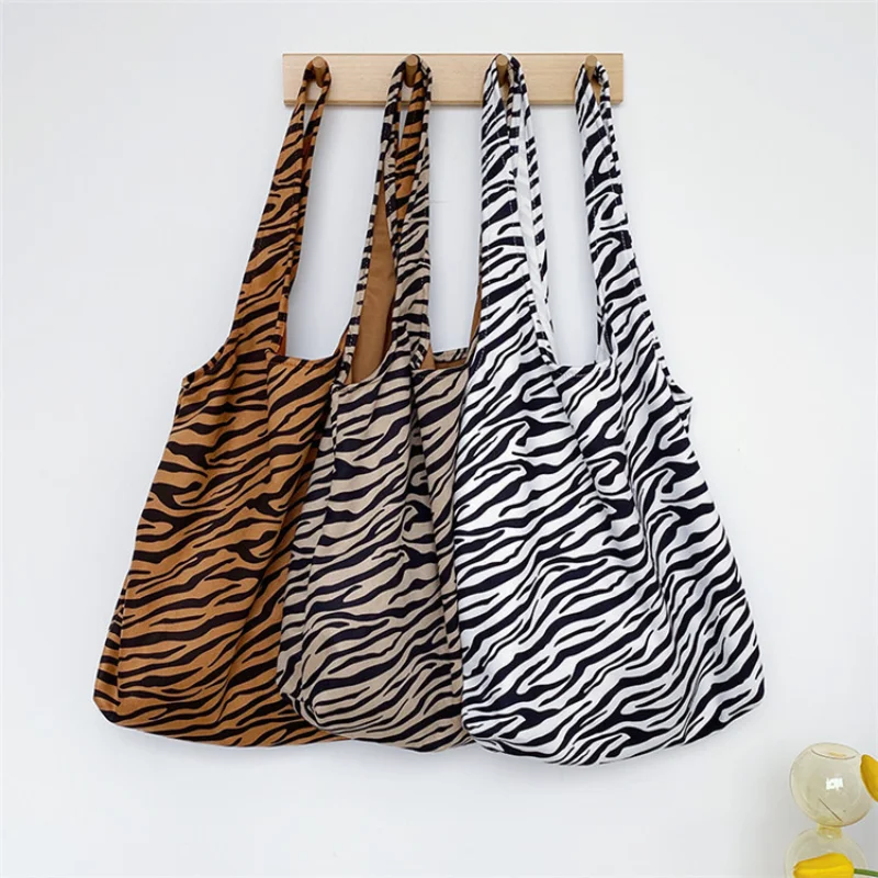Корейская модная Холщовая Сумка на плечо с принтом зебры сумки для женщин