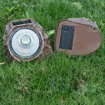 

HiMISS 10 LED Solar Simulate Resin Stone Lamp Warm Light Solar Lamp for Courtyard Park Garden Lawn Decor