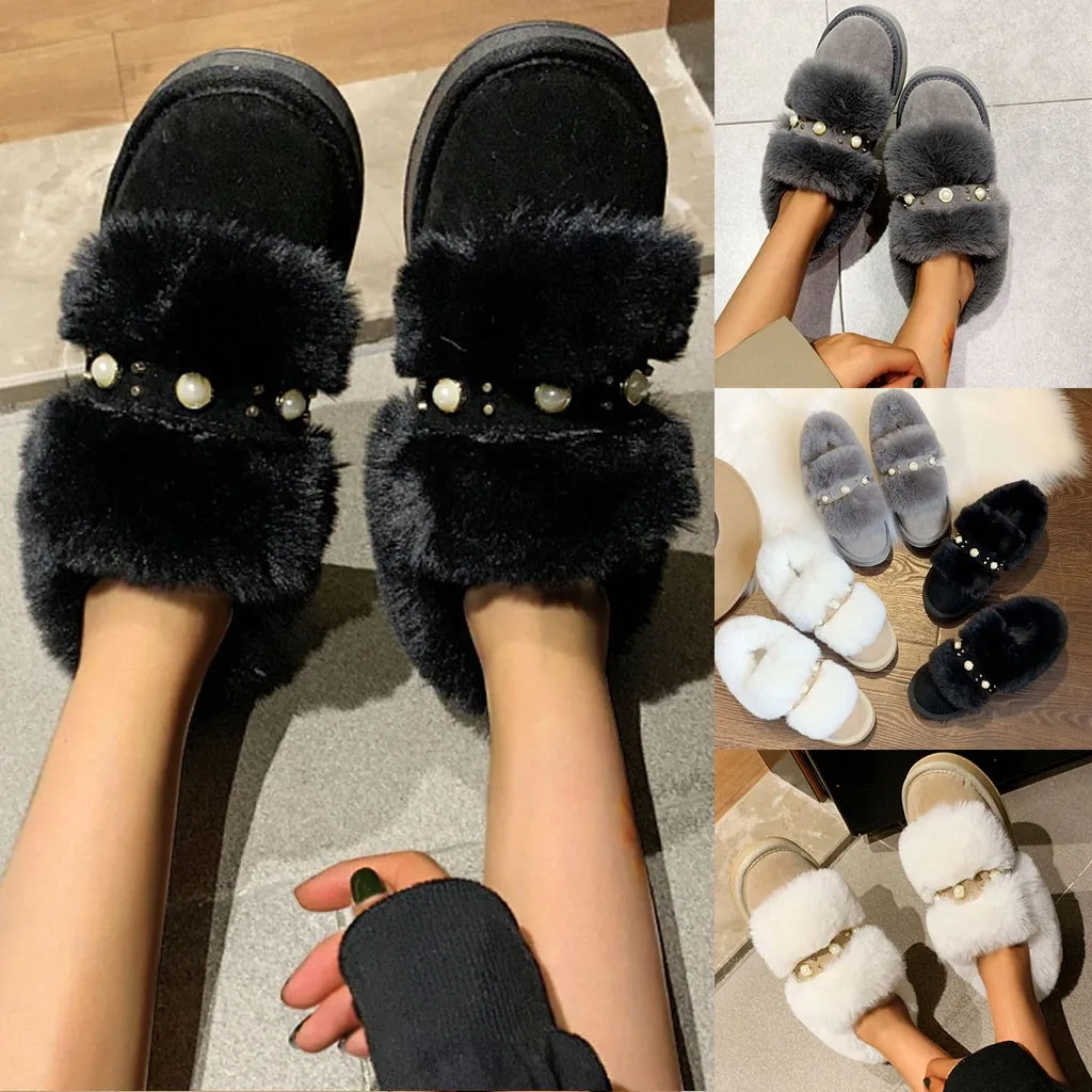2020 Spring Winter New Warm Women's Sole Snow Boots Ankle Lined Flat Beauty Pearl Shallow Shoes women boots winter #O21 | Обувь