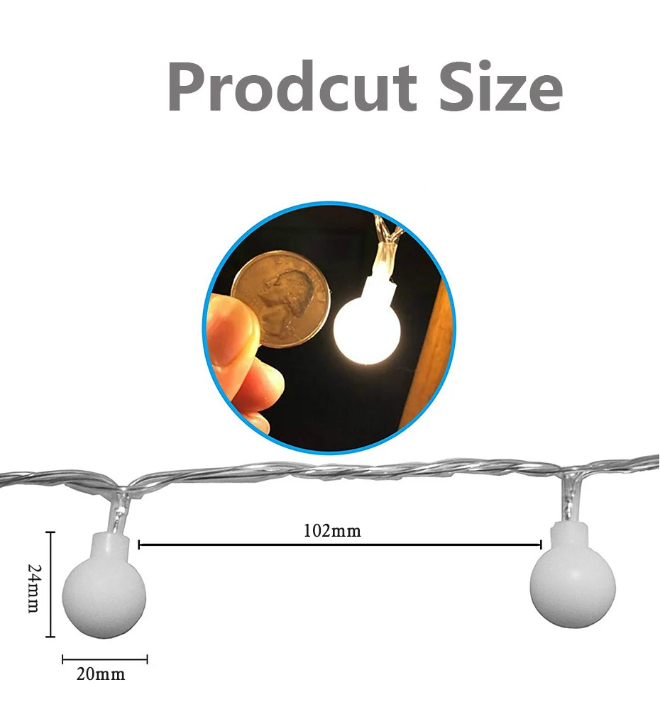 Глобус струнные огни наружные 5 м 10 м сказочная Гирлянда освещение с вишневыми шариками для рождества, свадьбы, вечеринки, украшения сада