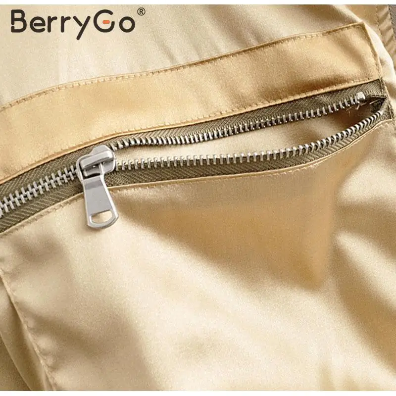 BerryGo, Повседневная модная уличная одежда, зимние короткие куртки для женщин, с карманами, Женская парка, плотная, на молнии, верхняя одежда, стеганые куртки