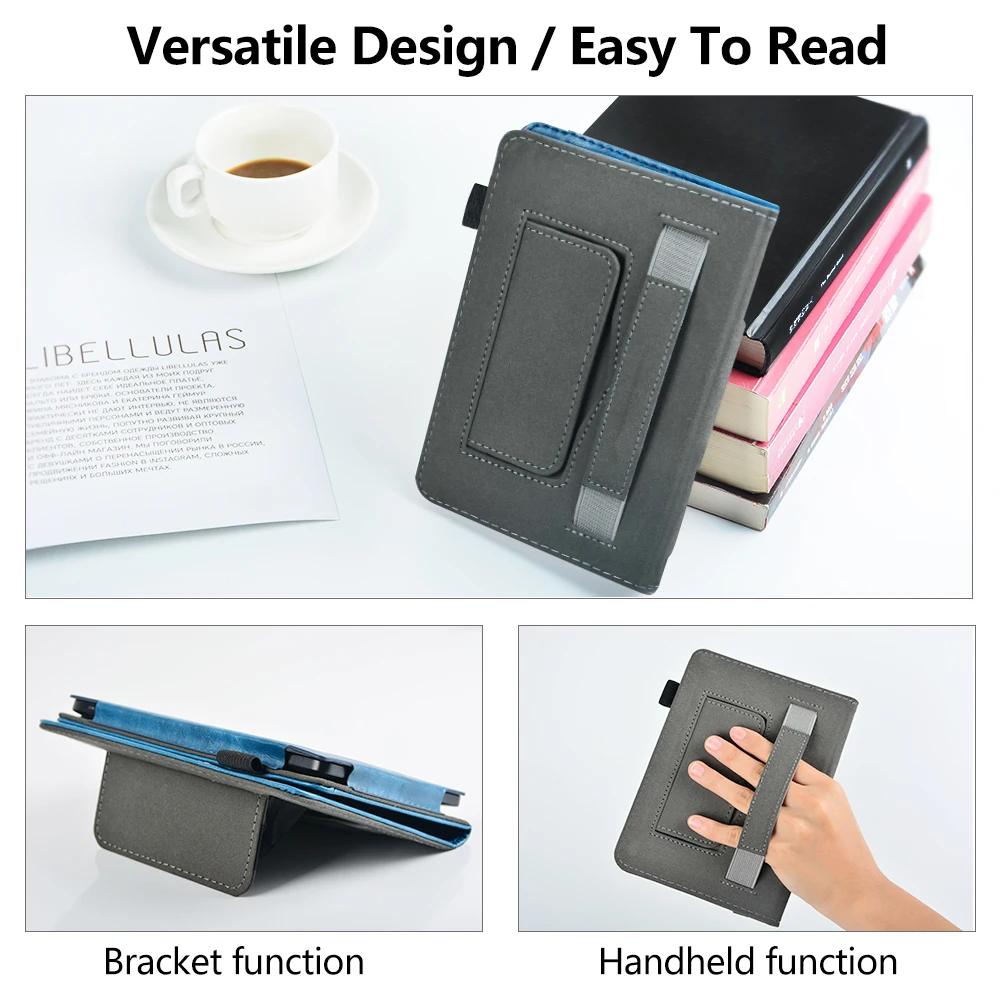 Skup Luksusowa osłona dla nowego Kobo Clara HD 6 Ereader Folio Case z uchwyt na rękę dla Kobo Clara HD 6 cali + bezpłatny prezent