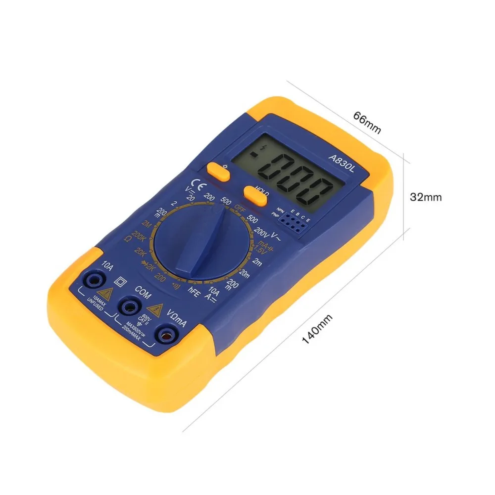 A830L подсветка цифровой ЖК-мультиметр Вольтметр Амперметр AC DC диодное Сопротивление ом Вольт Тест er Тест ток Удержание данных