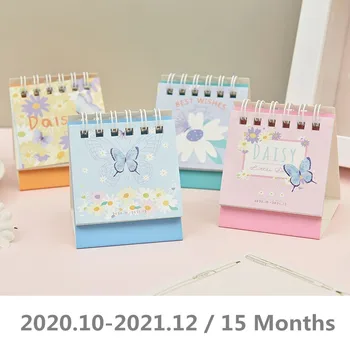 

2021 Kawaii Daisy and Dinosaur Mini Desk Calendar DIY Portable Cartoon Calendars Daily Schedule Table Planner
