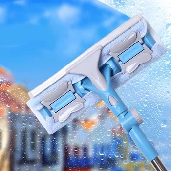 

Window Glass Cleaning Tool Telescopic Rod Double Sided Long Handle Wipers Sided Scraper Washing Brush Household Accessory