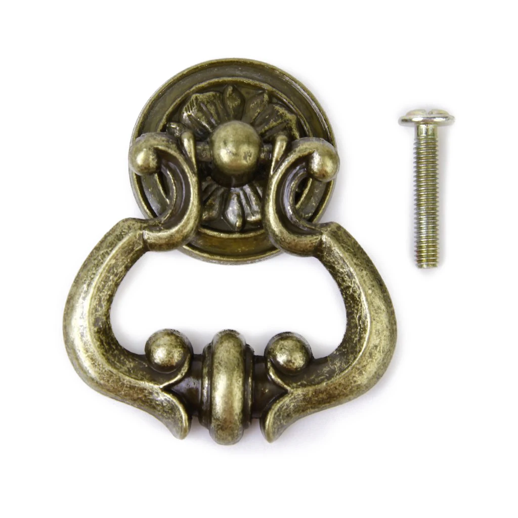 

Hot New 2 x antique brass cabinet word lobe drawer knob door handle