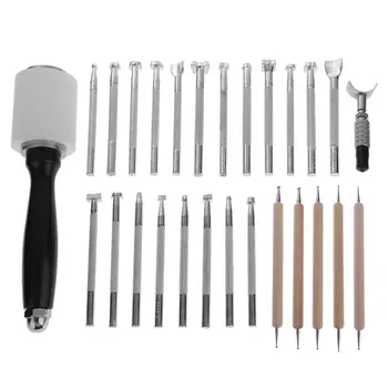 

27pcs DIY Leather craft Hand Leather Puncher Kit Leather Craft Kit Stitching Carving Woodworking Sewing Saddle Groover