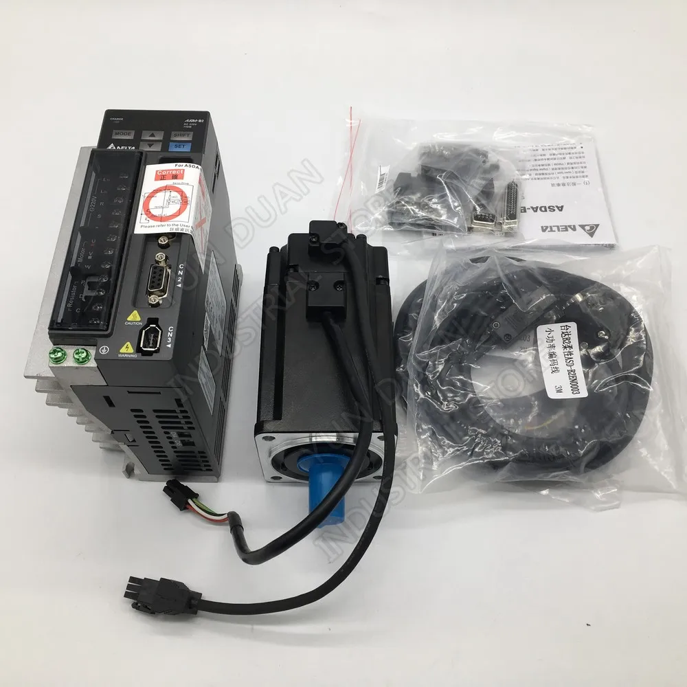 

New 750W 0.75KW 2.39NM 3000rpm NEMA32 80MM ASD-B2-0721-B ECMA-C20807RS Delta AC servo motor drive kit with 3m Cable