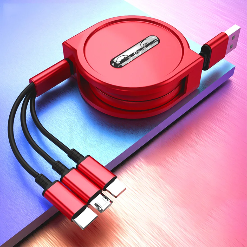 Кабель Micro USB для зарядки телефона, кабель type-C, 3 в 1 для iphone, samsung, huawei, Xiaomi, выдвижной кабель для синхронизации данных