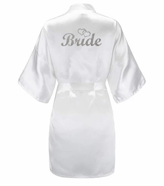 1robe silver Sisbigdey/комплект из 3 предметов; блестящий золотой атласный короткий халат для невесты; тапочки для невесты; пеньюар для невесты с поясом; женские вечерние кимоно; коллекция года - Цвет: 1robe silver