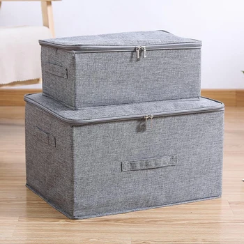 

Foldable Storage Box Moisture-proof Storage Boxes with Lids and Zipper Clothes Storage Clothing Wardrobe Organizer Closet Box