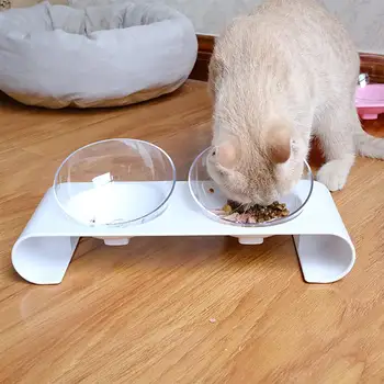 

Pet Cat Dog Double Bowls With Raised Stand Pet Food And Water Bowls For Cats Dogs Feeders Cat Bowl Pet Access Non-slip Cat Bowls