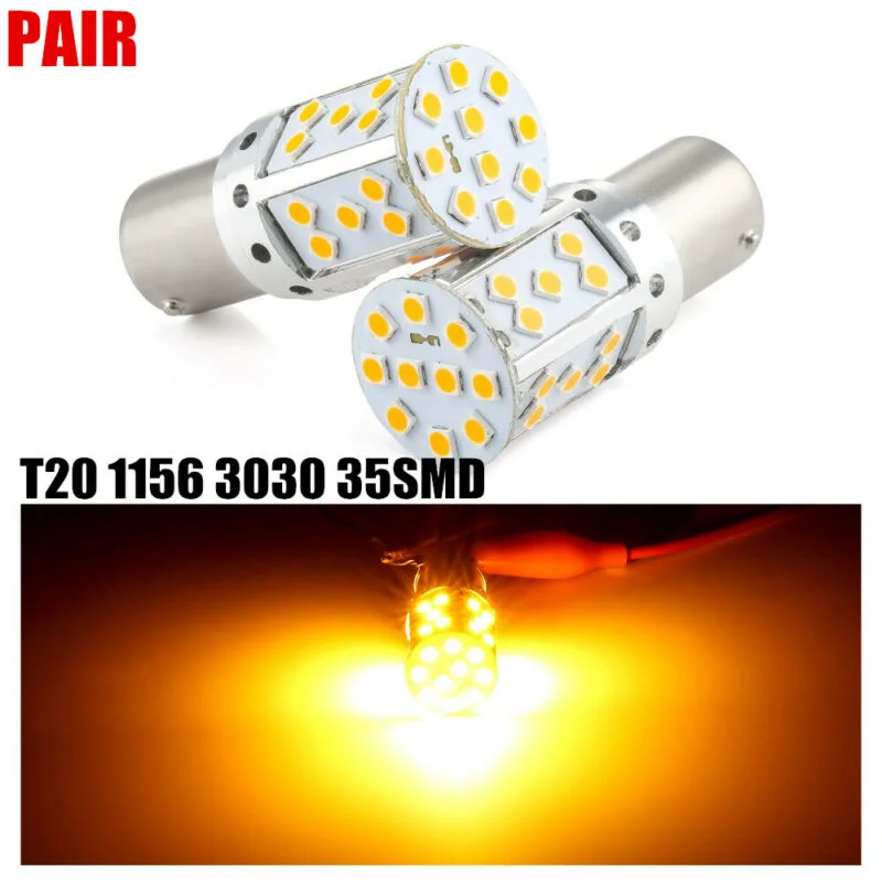Безотказный Янтарный Желтый BA15S 1156 светодиодный светильник 35-SMD сигнал поворота Canbus