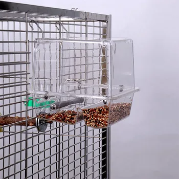 

Seed No Mess Bird Feeder Parrot Toys Canary Cockatiel Finch Tidy Corral Cage With 2 Hooks Acrylic Material