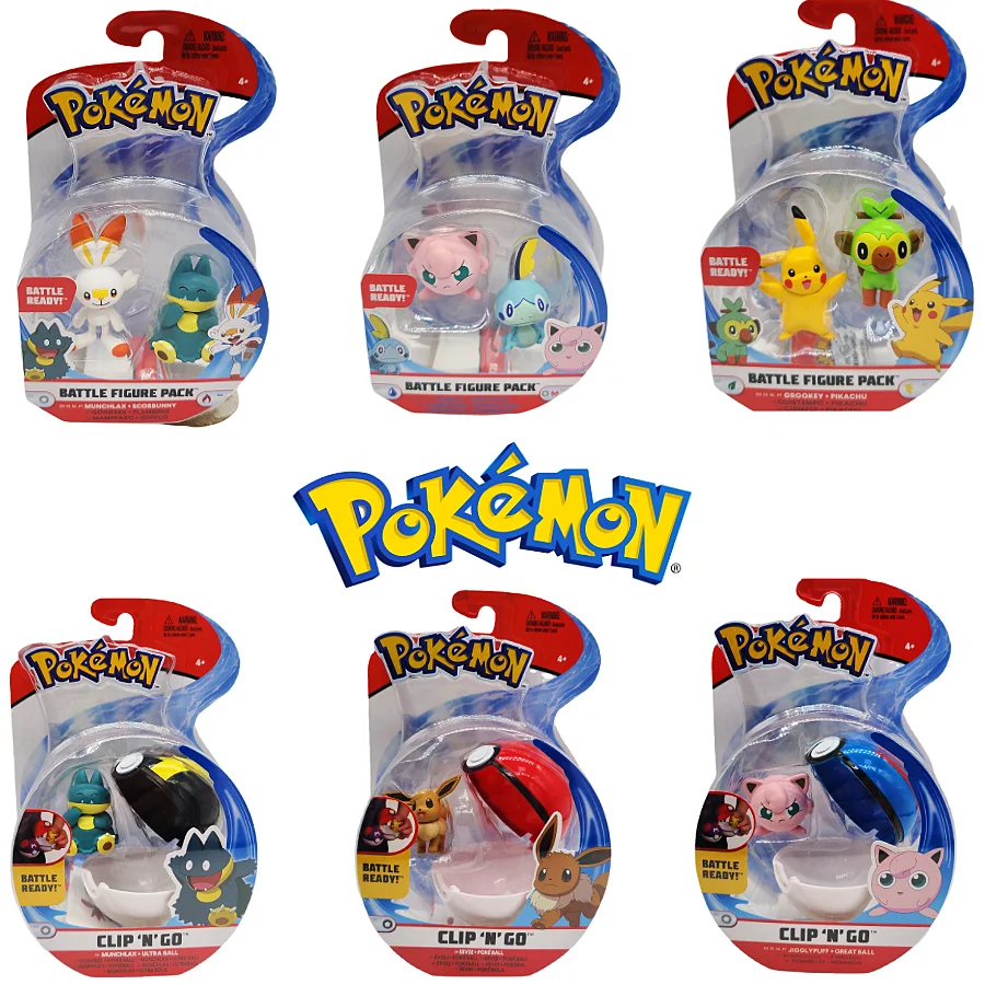 Genuine Starter Pokemon Sword and Shield Anime Figures Elf Ball Set Toys for Children Gift Sobble Jigglypuff Scorbunny Grookey