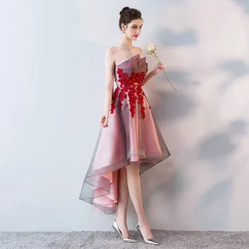 

Evening Dresses Red Lace Beaded Applique Evening Gown Sexy Backless Side Split Formal Dress Long suknia wieczorowa 2020