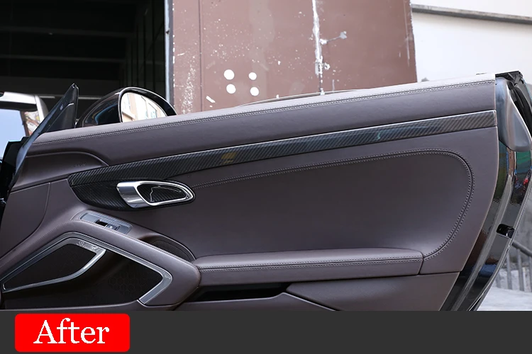 2 шт., настоящее углеродное волокно для Porsche 911 718 Cayman Boxster, украшение для межкомнатных дверей, полоски для отделки 2013