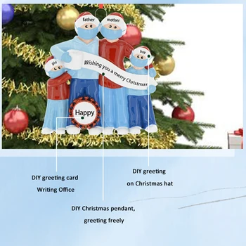 

Family DIY Handwritten Name Face Mask Snowman Christmas Tree Hanging Pendant ChristmasTree Decoration