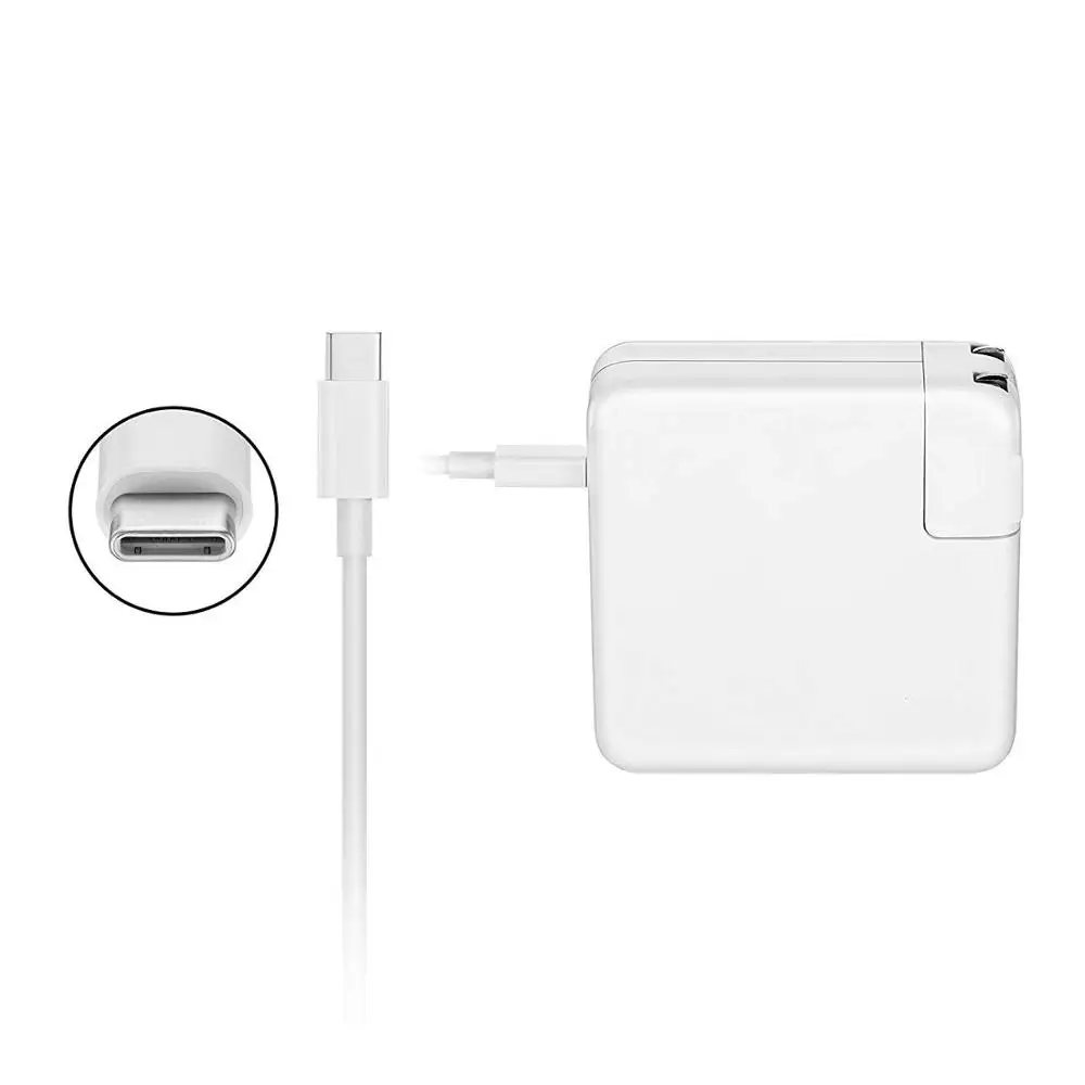 MacBook Pro зарядное устройство, 61 Вт USB-C в USB-C адаптер переменного тока зарядное устройство для MacBook Pro 12 дюймов 13 дюймов, MacBook Air, с кабелем C