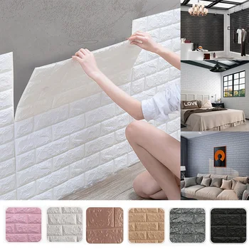 

3D Wallpaper DIY Marble Sticker Waterproof Sticker Wall Papers Home decor Kids Room 3D Self-Adhesive Wallpaper Brick