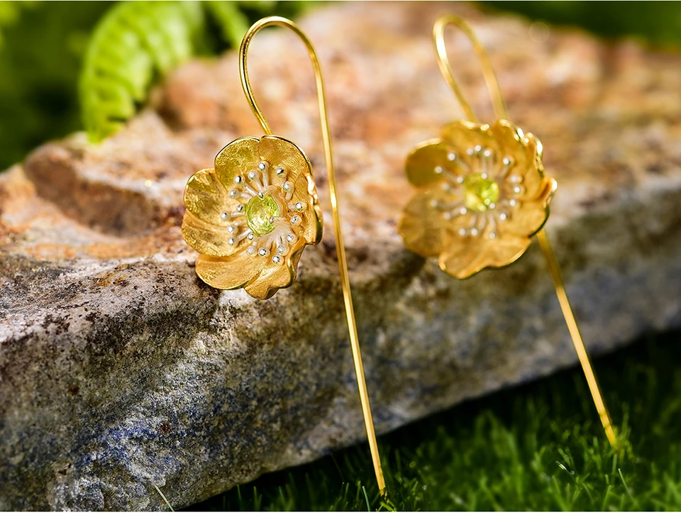 anemone flower silver earrings.