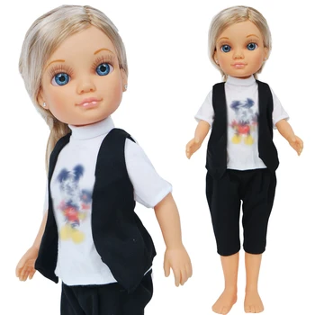 

High Quality Doll Outfit for Nancy Doll Suit with Cartoon Pattern Black Waistcoat T-Shirt Pants Trousers Clothes Accessories Toy